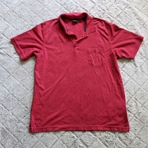 Ragman Polo Shirt Men’s Large Red Collar Short Sleeve